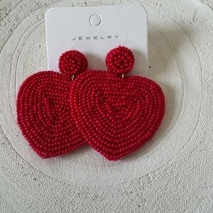 Vibrant Red Beaded Earrings
